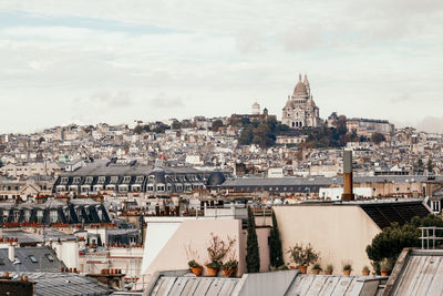 High angle view of buildings in city