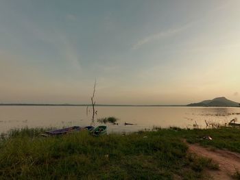 Scenic view of sea against sky during sunset