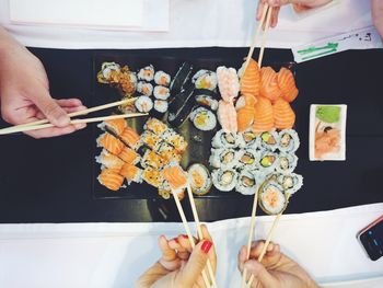 Cropped image of food at table