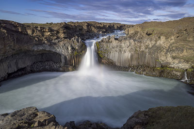 Scenic view of waterfall aldeyjarfoss