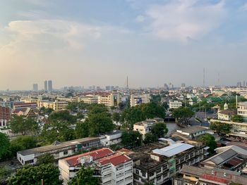 High angle view of townscape against sky