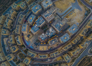 High angle view of buildings in city