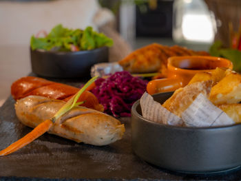 Close-up of food on table