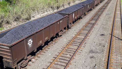 High angle view of train