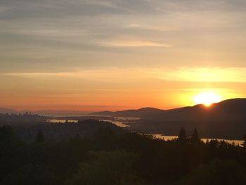 Scenic view of mountains at sunset