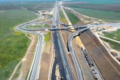 High angle view of highway on road