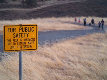 Warning sign on field