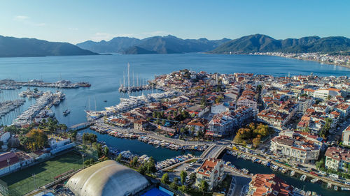 Marmaris city centrum drone photo