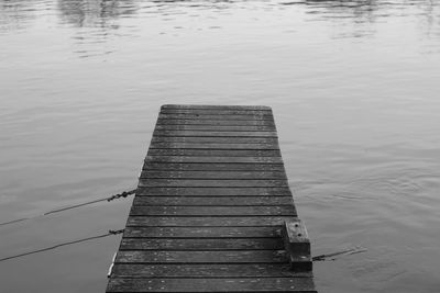 High angle view of wooden pier over lake