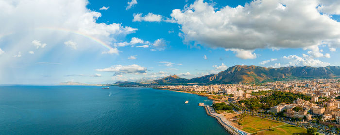 Aerial panoramic view of palermo town in sicily.