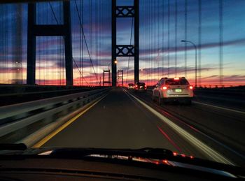 View of suspension bridge at night