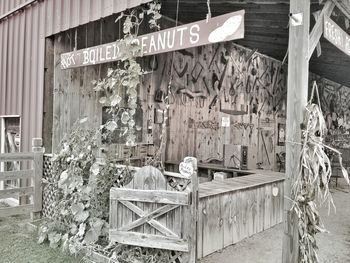 Information sign in front of built structure