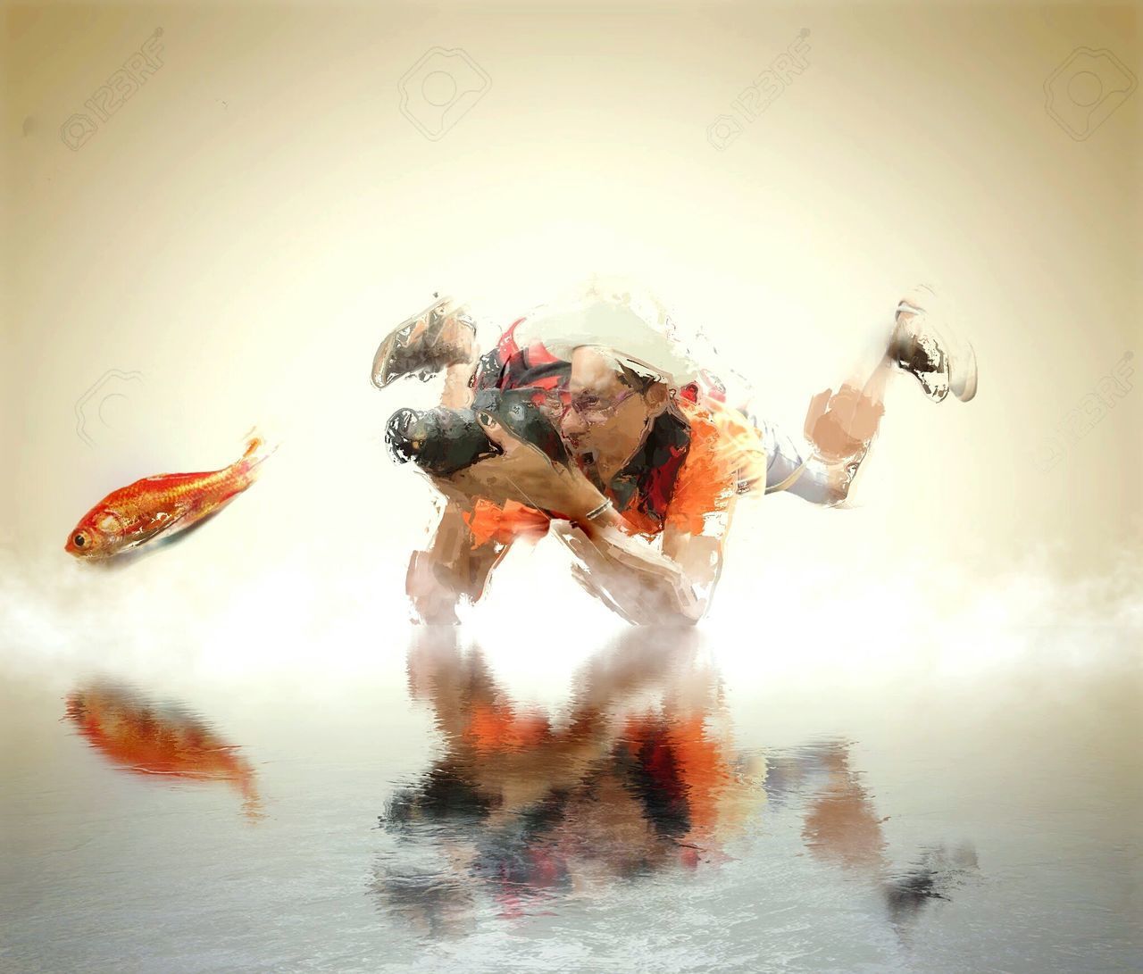 DIGITAL COMPOSITE IMAGE OF WOMAN IN WATER
