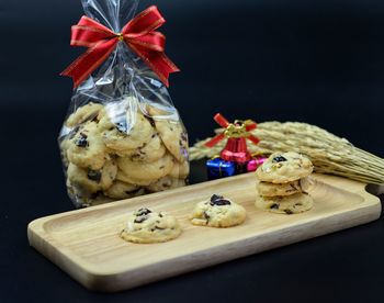 Close-up of cookies on table