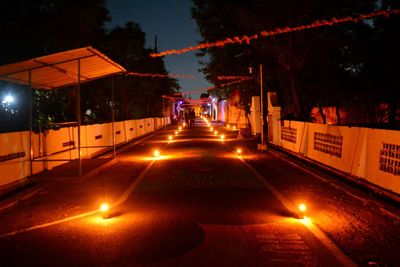 Illuminated street at night