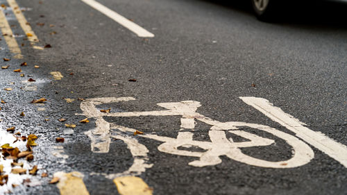 A bicycle lane sign on a uk road
