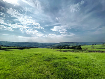 Rain showers, over the fields and hills near, halifax, yorkshire, uk