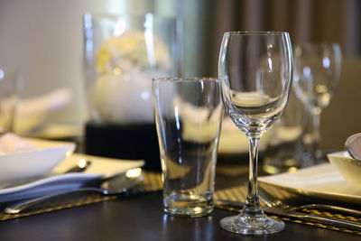 Close-up of wineglass on table