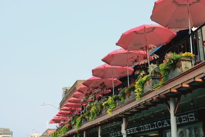 Low angle view of built structure against clear sky