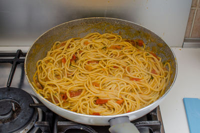 Close-up of noodles in bowl