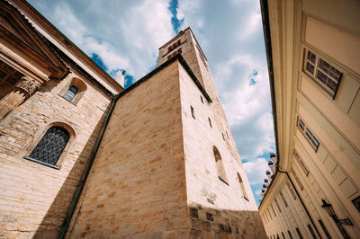 Low angle view of old building against sky