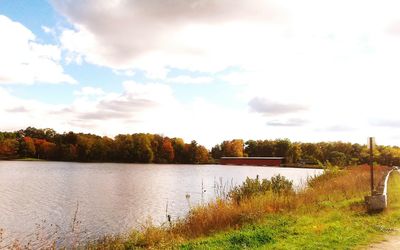 Scenic view of lake against sky