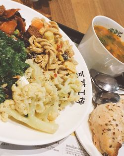Close-up of served food in plate