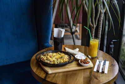 View of breakfast on table