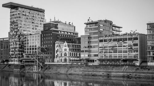 View of buildings against clear sky