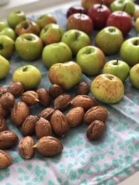 High angle view of fruits on table