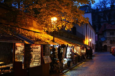 Illuminated street light at night