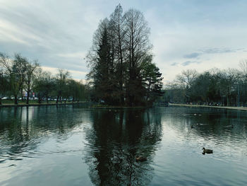 Scenic view of lake against sky