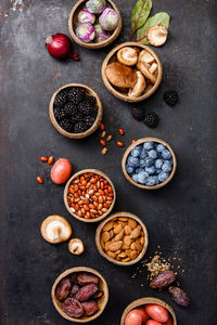 High angle view of fruits in bowl