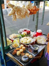 Close-up of served food in restaurant