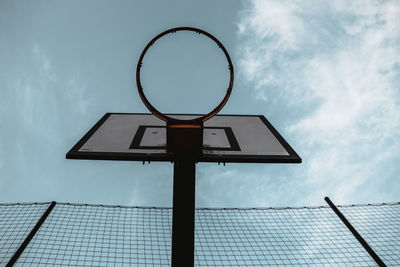 Low angle view of basketball hoop against sky