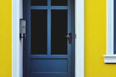 Closed door of building