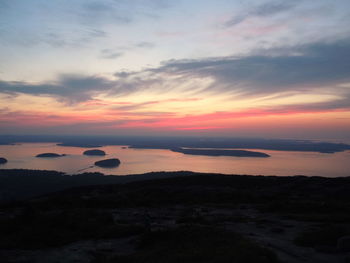 Scenic view of sunset over sea