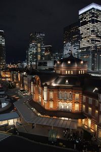 Illuminated city at night