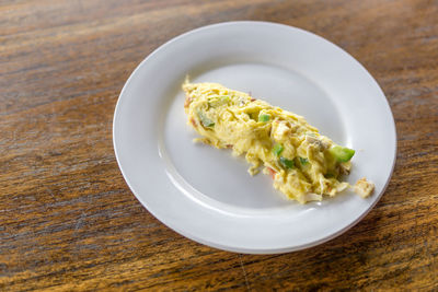 High angle view of salad in plate on table