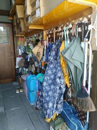 Clothes drying on rack in store