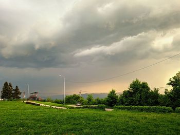 Scenic view of field against sky