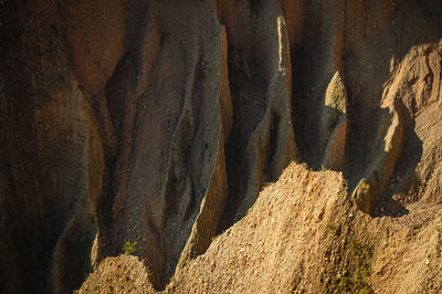 Close-up of rock formation in water