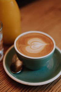 Close-up of coffee on table