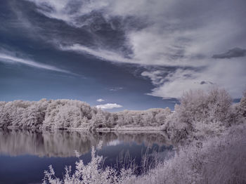 Scenic view of lake against sky