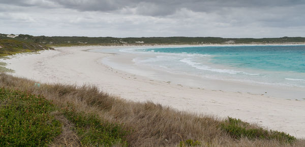 Scenic view of beach against sky