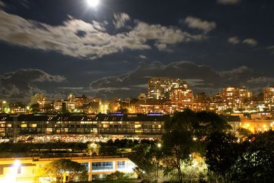 City lit up at night