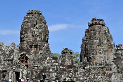 Low angle view of old ruin building against sky