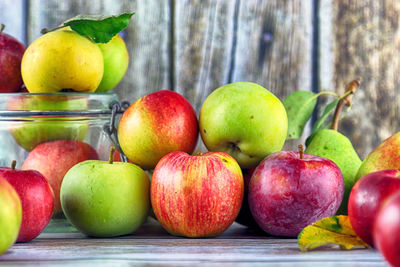 Close-up of apples on table