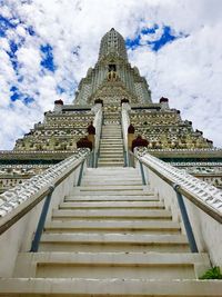 Low angle view of staircase of building against sky