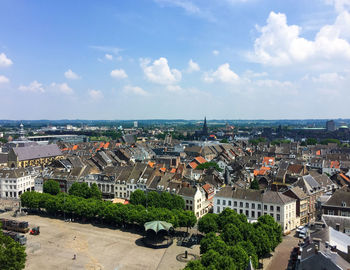 High angle view of townscape against sky